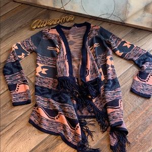 Girl’s Pink and blue gorgeous waterfall cardigan